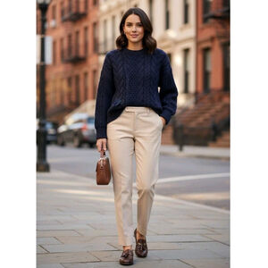 Lauren Ralph Lauren Adelle Eggshell Pants Size 6 Straight Leg Stretch Trousers